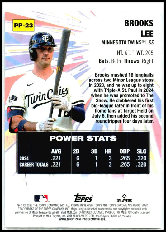 2025 Topps Chrome Power Players #PP-23 Brooks Lee Minnesota Twins