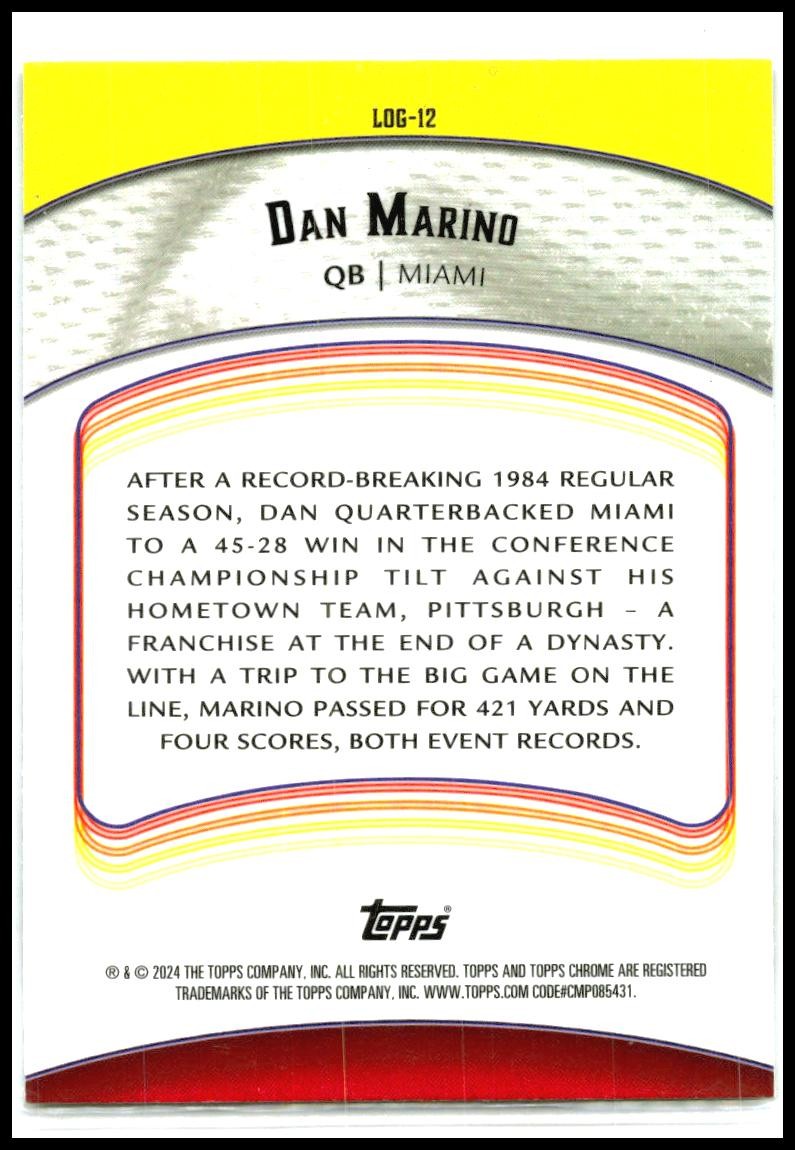 2024 Topps Chrome Legends of the Gridiron #LOG-12 Dan Marino Miami Dolphins