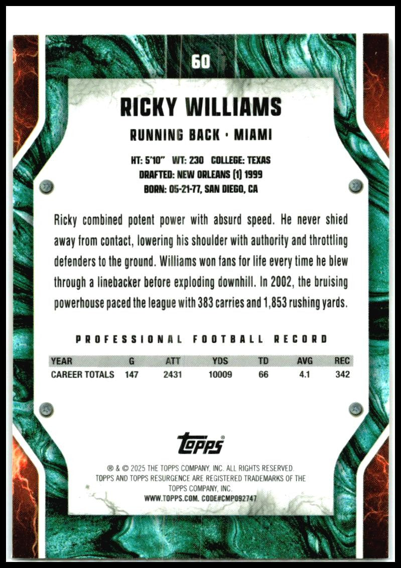 2024 TOPPS RESURGENC Blue Pink Laser #50 Ricky Williams