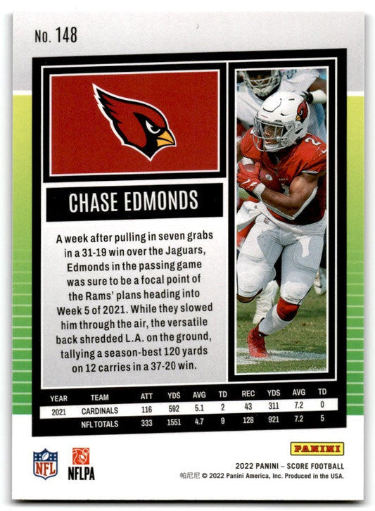 2022 Score Chase Edmonds Arizona Cardinals #148 Purple