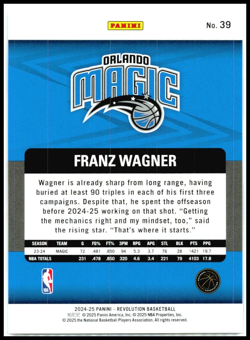 2024-25 Panini Revolution #39 Franz Wagner Orlando Magic