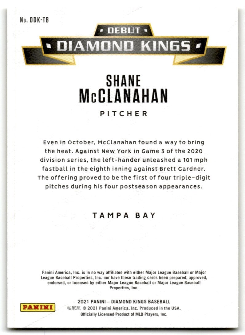 2021 Panini Diamond Kings Debut Diamond Kings Shane Mcclanahan Tampa Bay Rays
