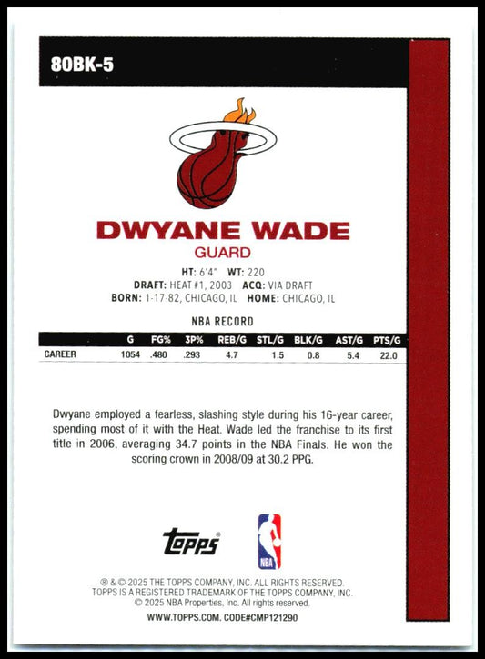 2025-26 Topps 1980-81 Topps Basketball #80BK-5 Dwyane Wade Miami Heat