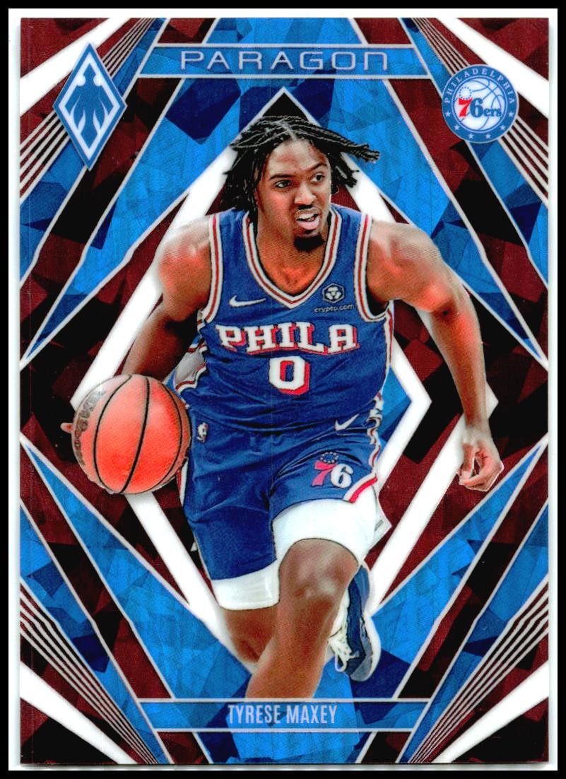 2023-24 Panini Phoenix Paragon Phoenix Maroon Ice #8 Tyrese Maxey 76ers