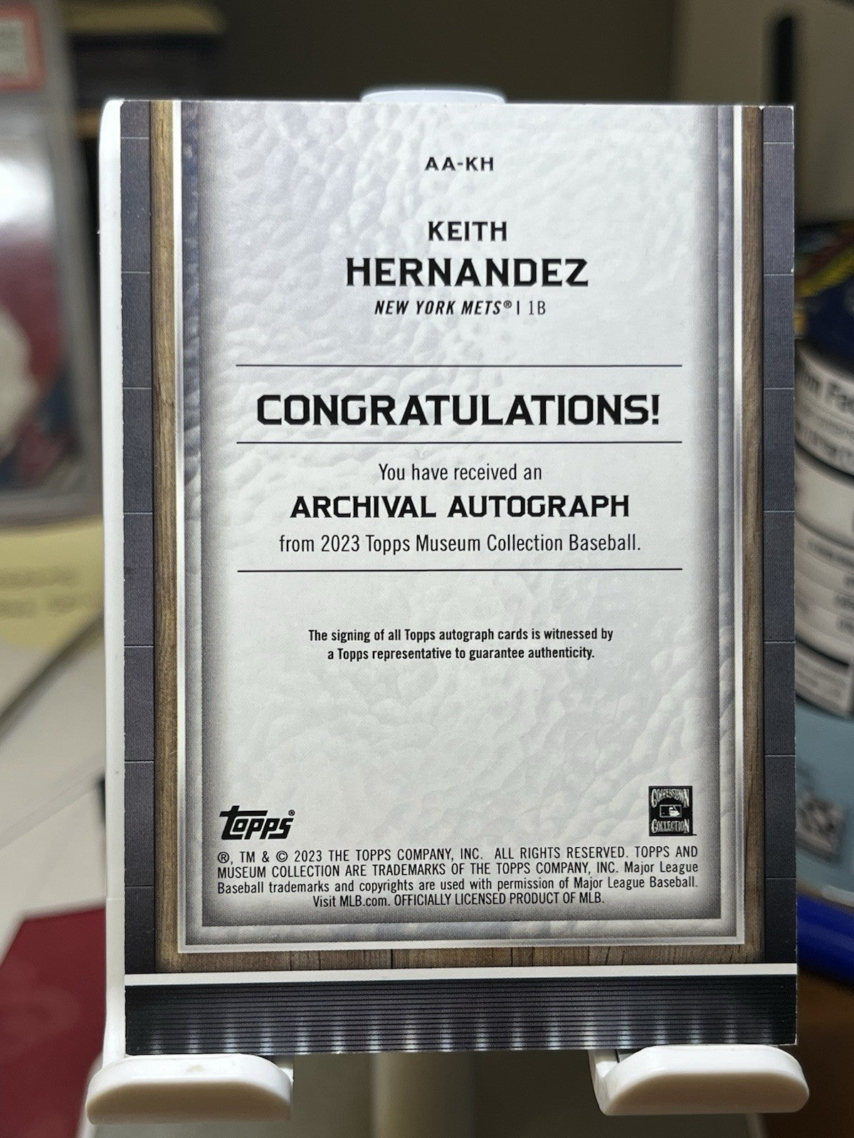 2023 Topps Museum Collection Archival Auto AA-KH Keith Hernandez Auto /99 Mets