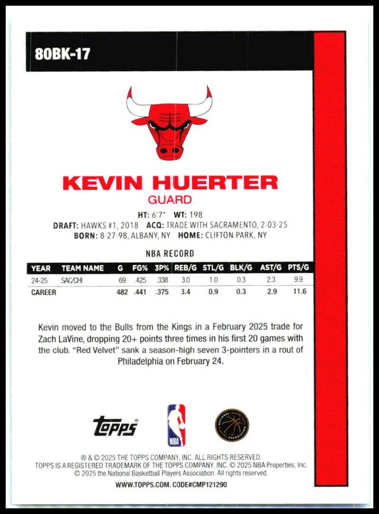 2025-26 Topps 1980-81 Topps Basketball #80BK-17 Kevin Huerter Chicago Bulls