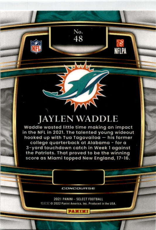 2021 Panini Select #48 Jaylen Waddle Rookie Miami Dolphins