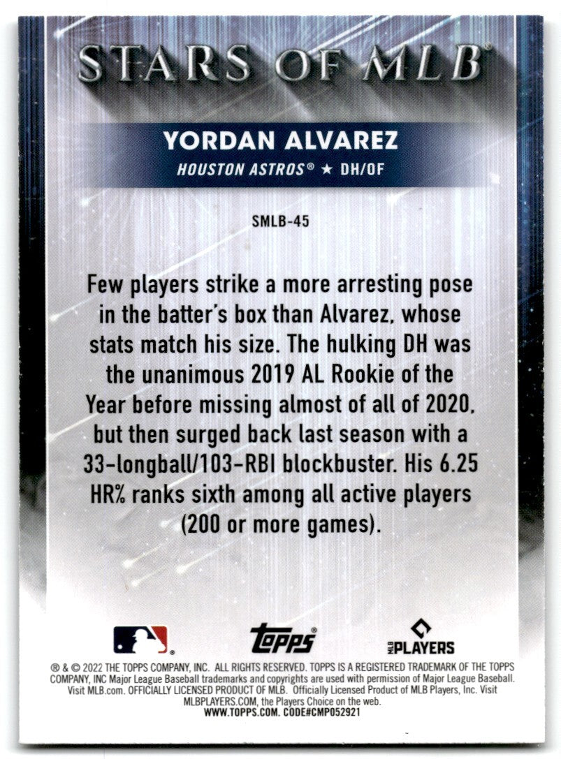 2022 Topps Stars of MLB Yordan Alvarez Houston Astros #SMLB-45