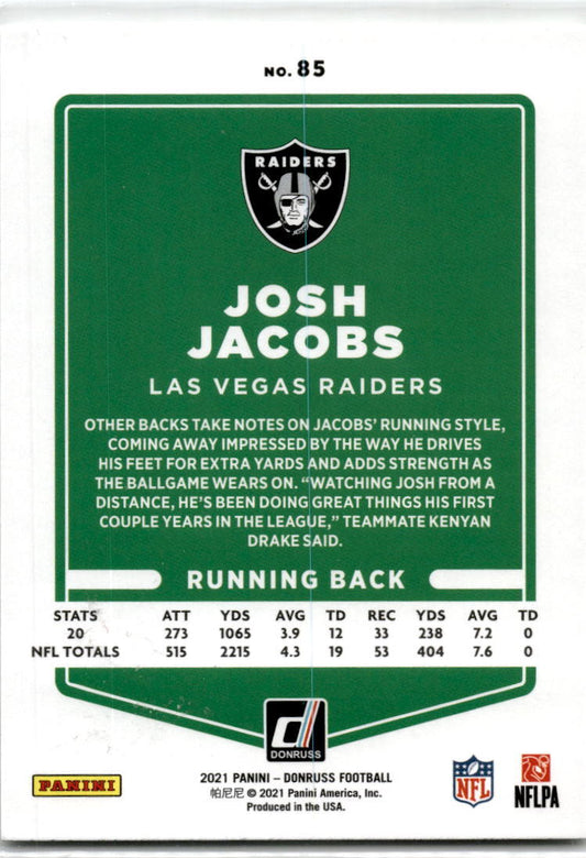 2021 Donruss #85 Josh Jacobs Las Vegas Raiders