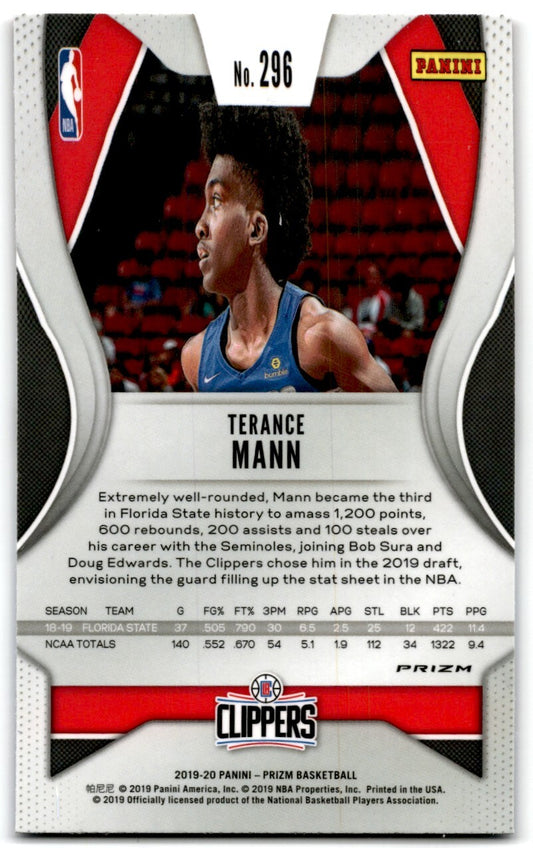 2019-20 Panini Prizm Red White and Blue Terance Mann Rookie Los Angeles Clippers