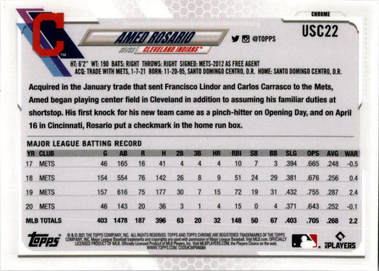 2021 Topps Update Purple #US8 Amed Rosario Cleveland Indians