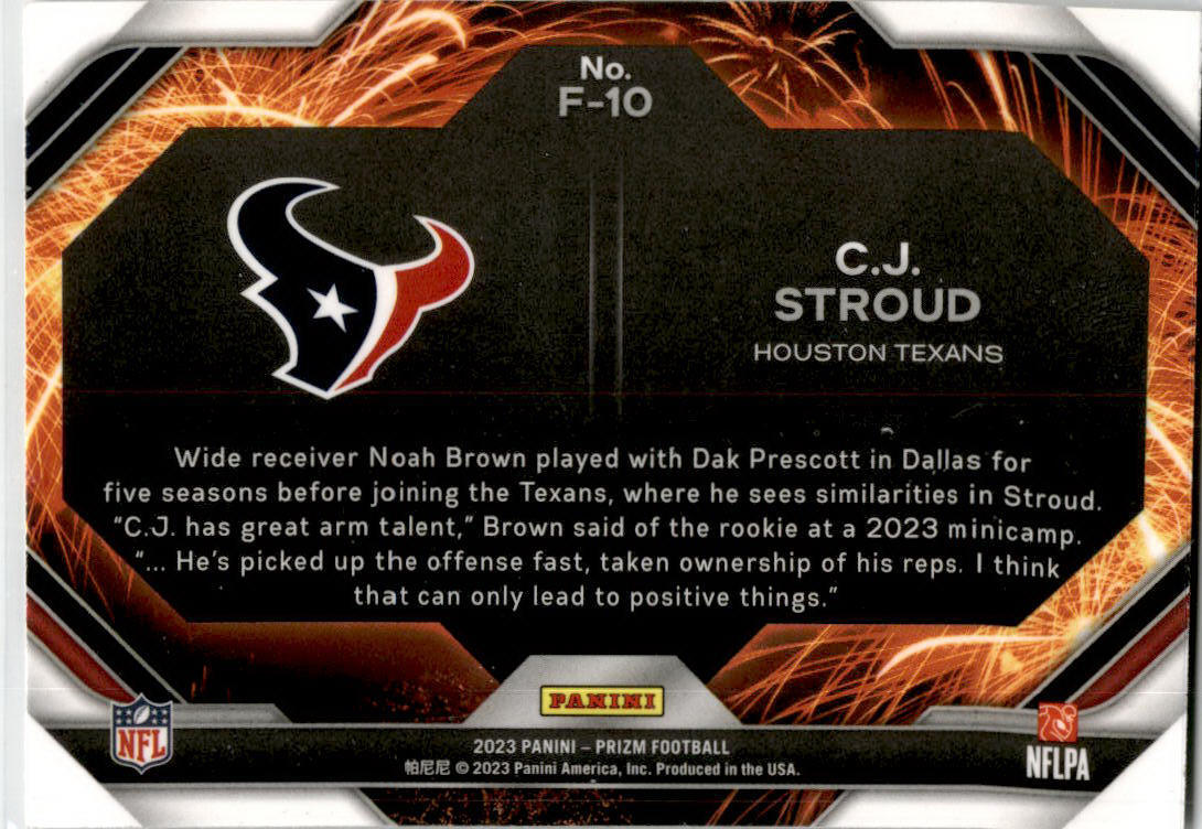 2023 Panini Prizm Firework #F-10 C.J. Stroud Houston Texans
