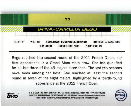 2024 Topps Chrome Tennis #35 Irina-Camelia Begu