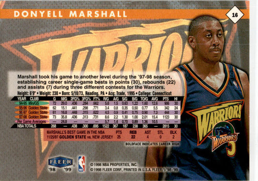 1998 Fleer Tradition #16 Donyell Marshall Golden State Warriors