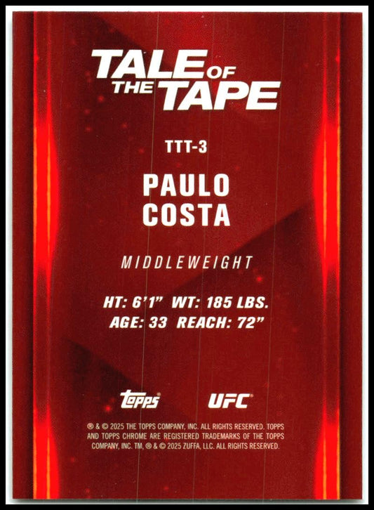 2025 Topps Chrome UFC Tale of the Tape #TTT-3 Paulo Caosta