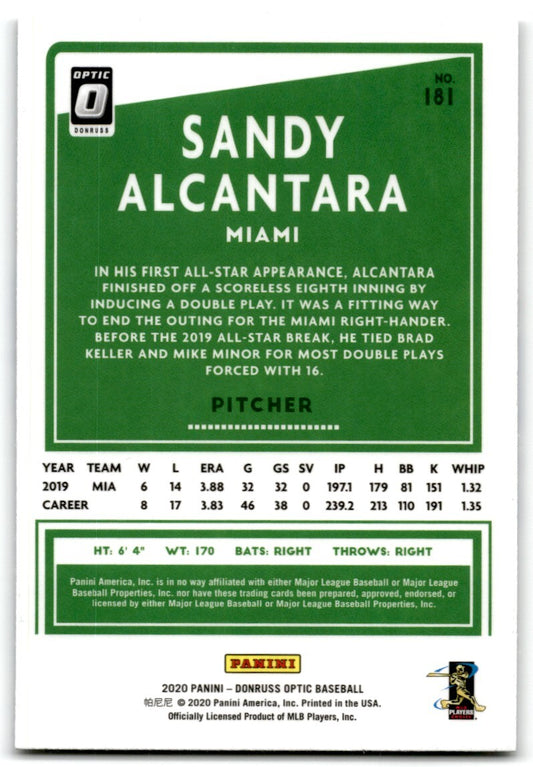 2020 Donruss Optic Sandy Alcantara Miami Marlins #181