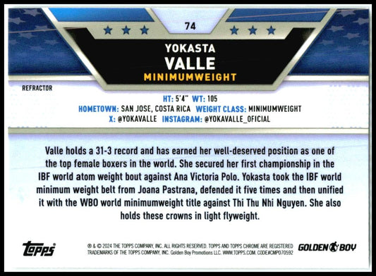 2024 Topps Chrome Boxing Refractor #74 Yokasta Valle