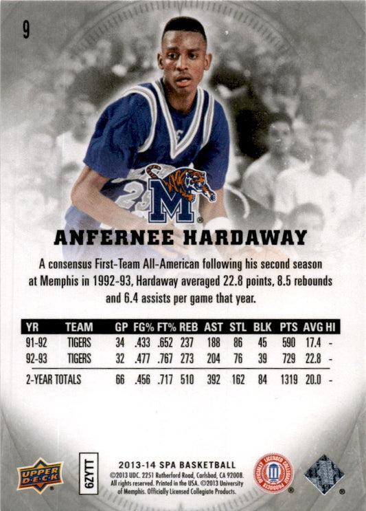 2013-14 SP Authentic #9 Anfernee Hardaway Memphis Tigers