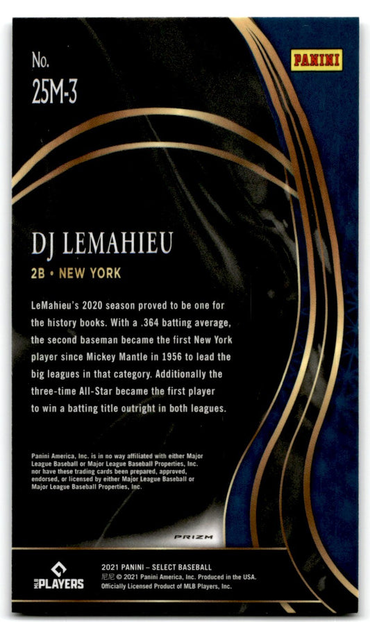 2021 Panini Select 25-Man DJ LeMahieu New York Yankees #25M-3