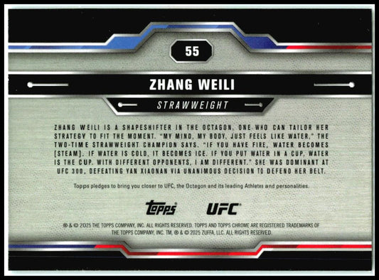 2025 Topps Chrome UFC Teal Lazer Refractor /175 #55 Zhang Weili