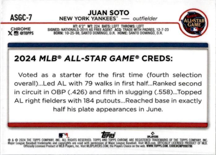 2024 Topps Update #ASG-7 Juan Soto New York Yankees