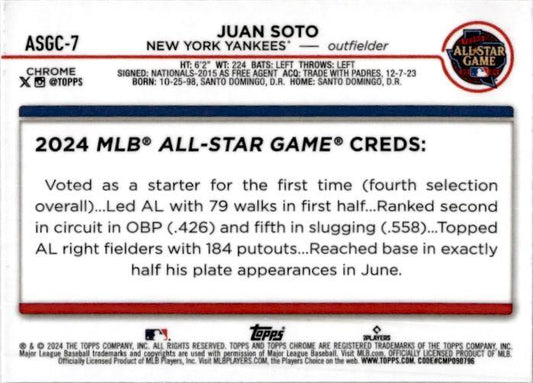 2024 Topps Update #ASG-7 Juan Soto New York Yankees