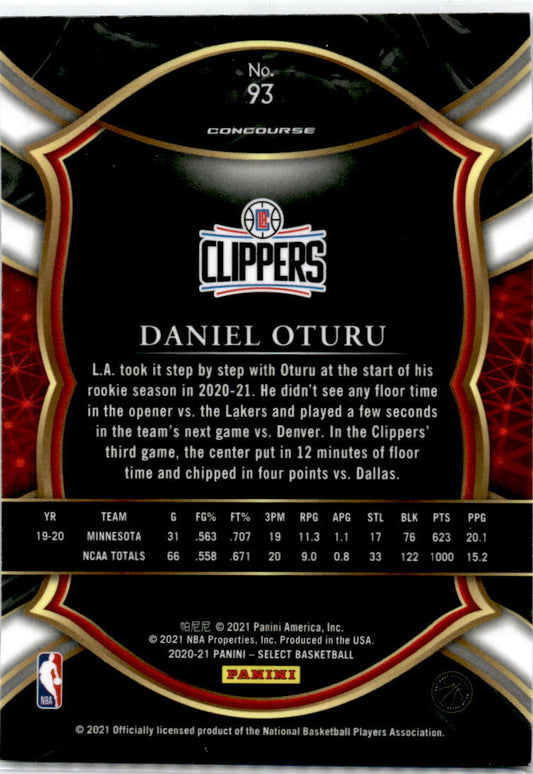 2020-21 Panini Select Blue #93 Daniel Oturu LA Clippers