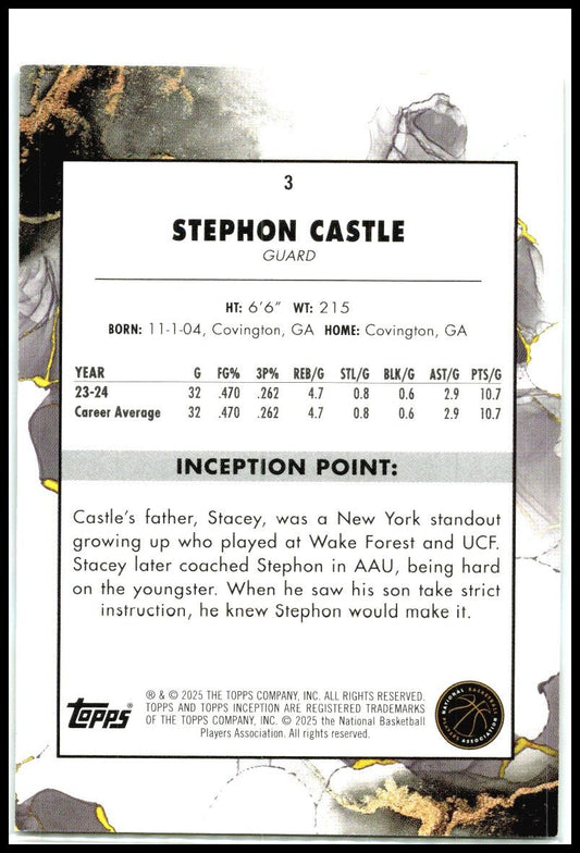 2024-25 Topps Inception Holo Gold /50 #3 Stephon Castle Rookie Spurs