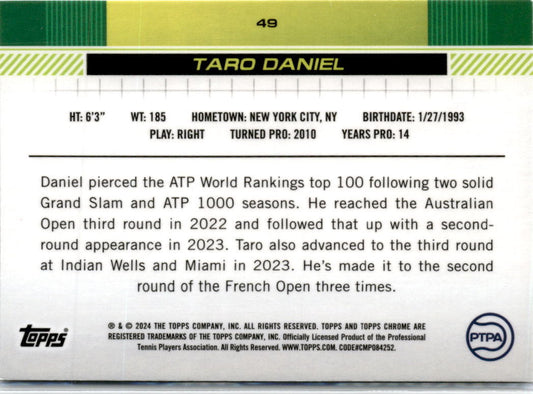 2024 Topps Chrome Tennis #49 Taro Daniel