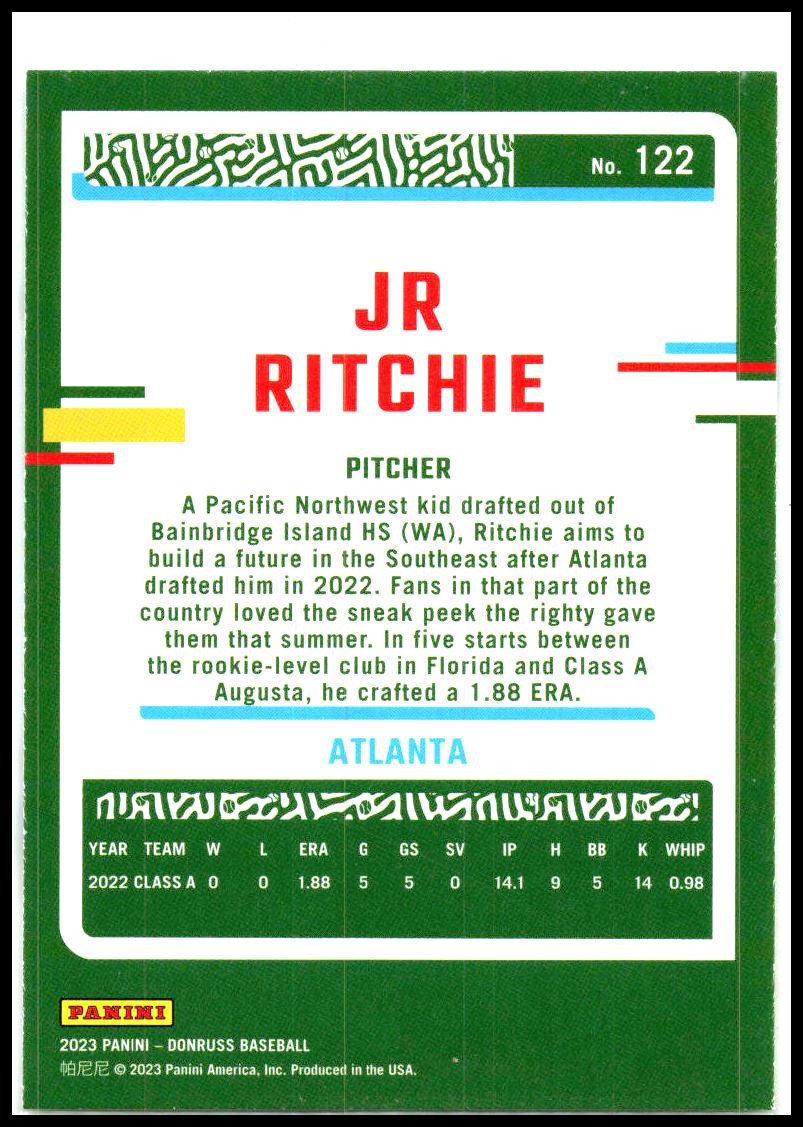 2023 Donruss #122 JR Ritchie Atlanta Braves