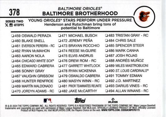2024 Topps #378 Baltimore Brotherhood Baltimore Orioles