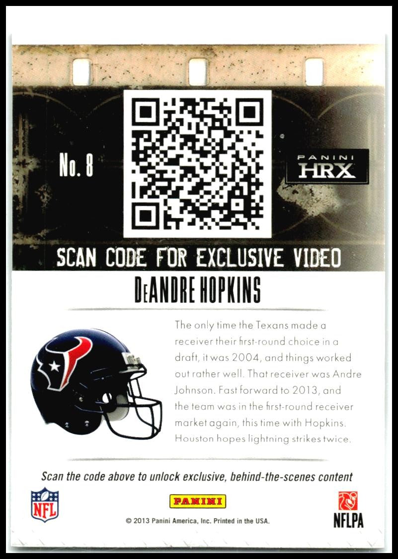 2013 Panini Prizm HRX Rookies #8 DeAndre Hopkins Houston Texans