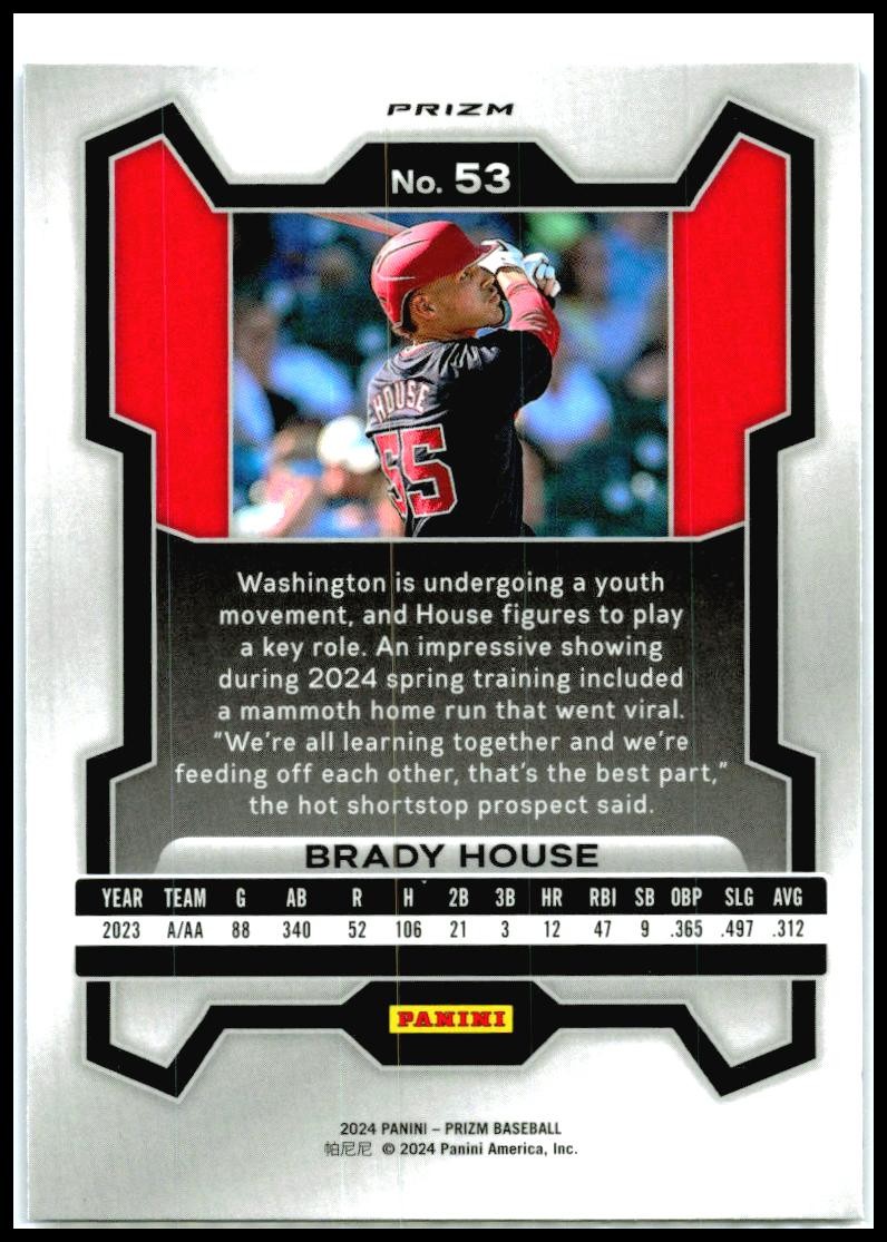 2024 Panini Prizm Blue Ice Prizms #53 Brady House Washington Nationals