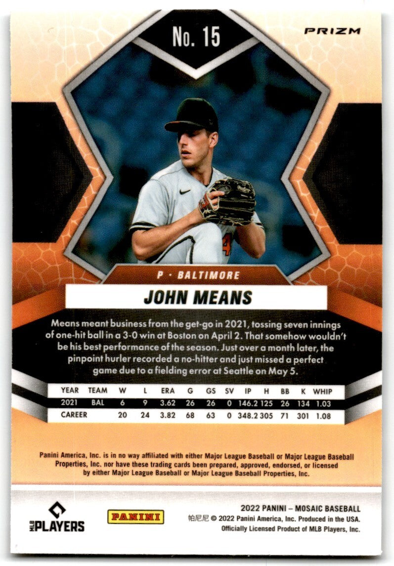2021 Mosaic Silver Prizm John Means Baltimore Orioles #15
