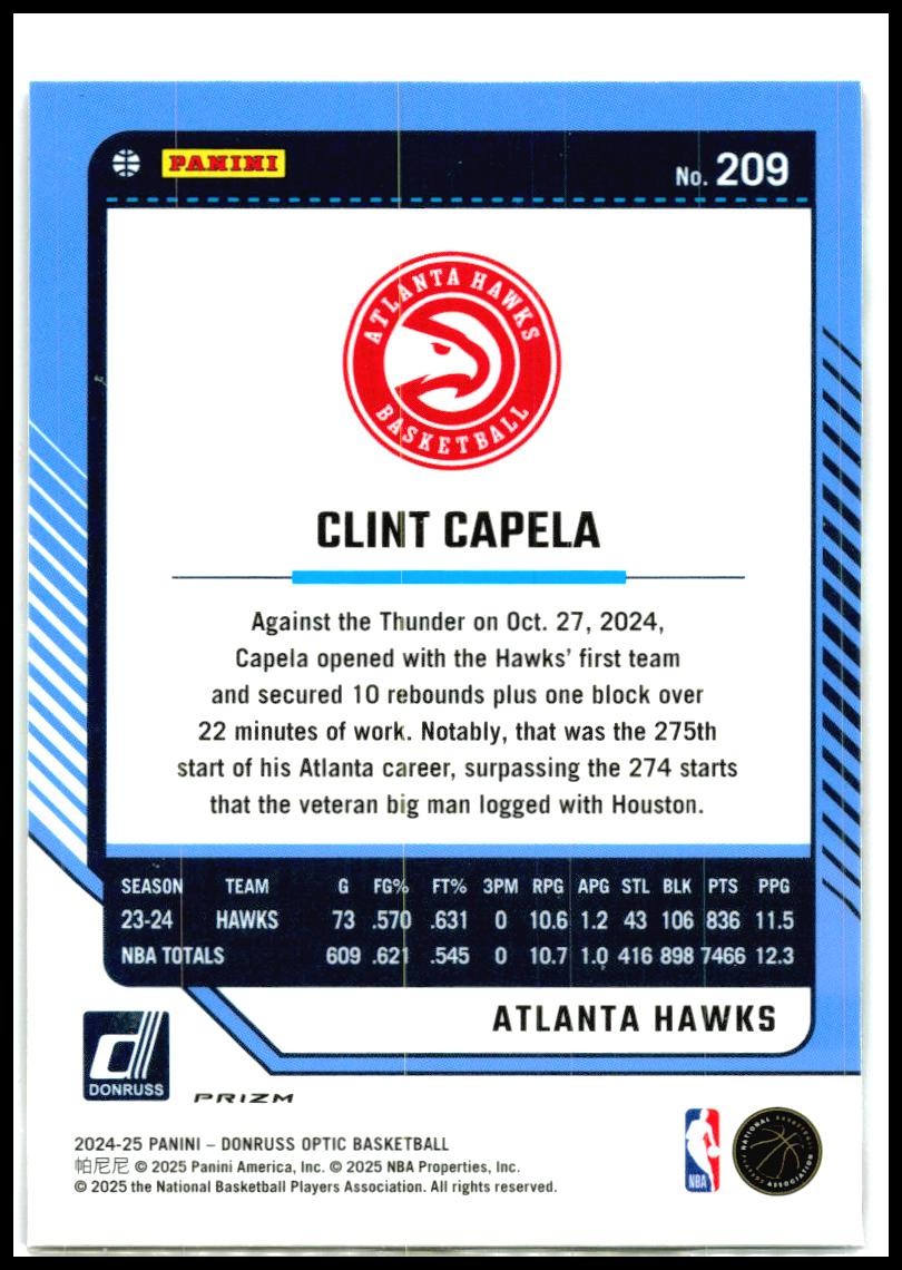 2024-25 Donruss Optic Jazz #209 Clint Capela Atlanta Hawks