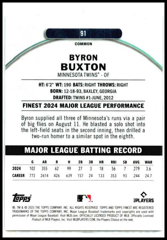 2025 Topps Finest #91 Byron Buxton Twins