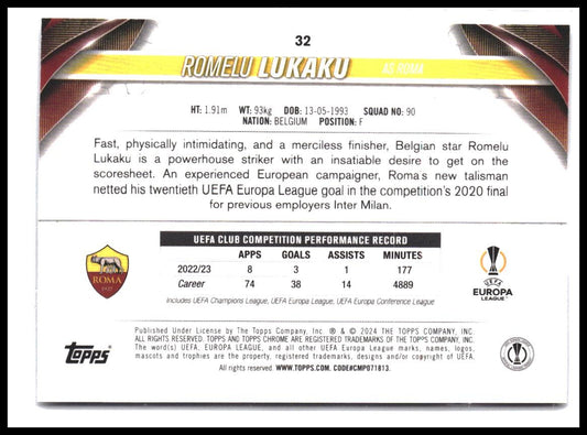 Romelu Lukaku #32 2023-24 Topps UEFA Club Competitions