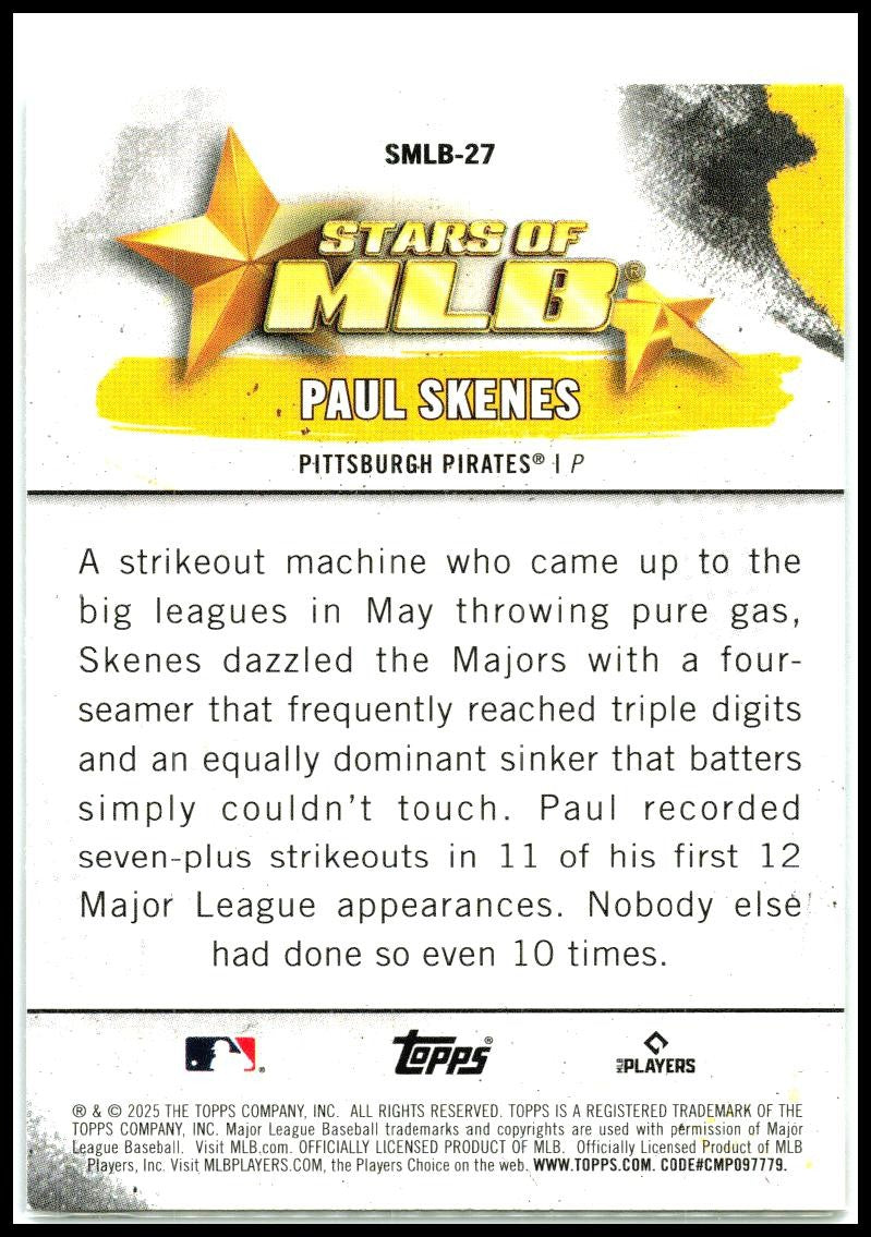2025 Topps Stars of MLB #SMLB-27 Paul Skenes Pittsburgh Pirates