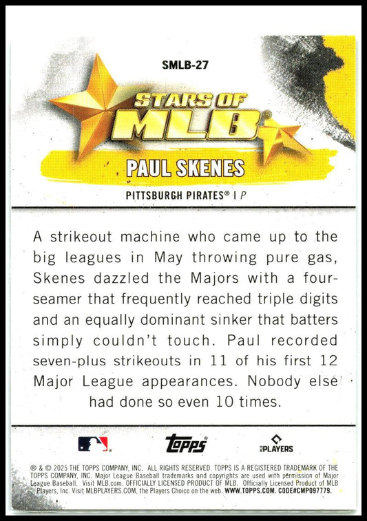 2025 Topps Stars of MLB #SMLB-27 Paul Skenes Pittsburgh Pirates