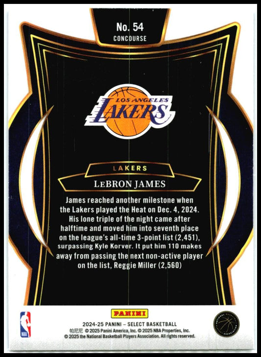 2024-25 Panini Select Blue (Retail) #54 LeBron James Los Angeles Lakers
