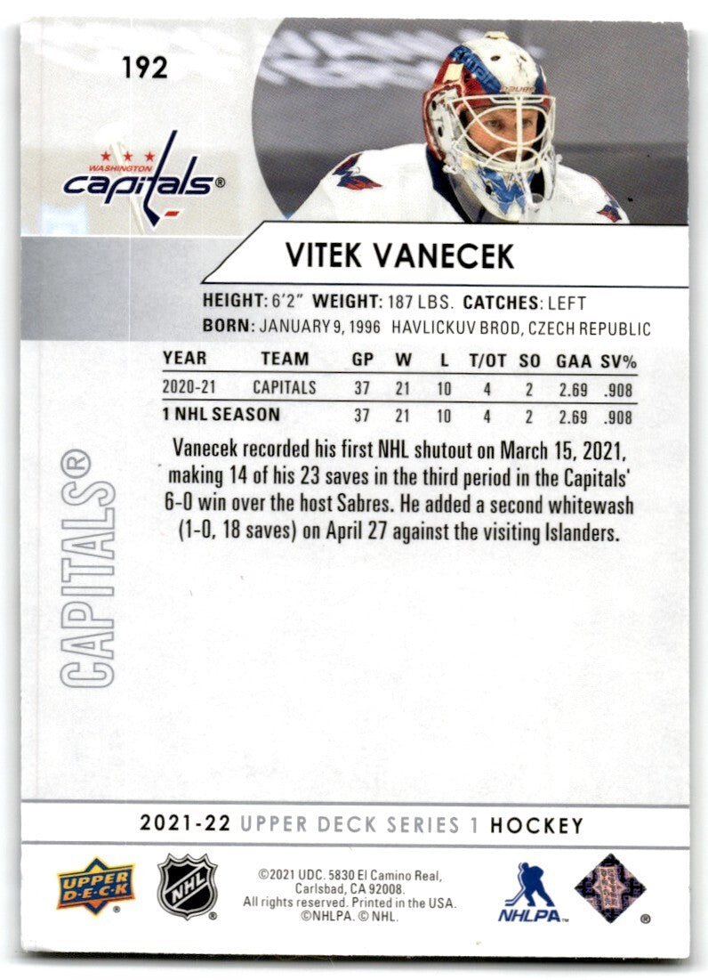 2021-22 Upper Deck Vitek Vanecek Washington Capitals #192