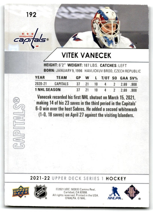 2021-22 Upper Deck Vitek Vanecek Washington Capitals #192