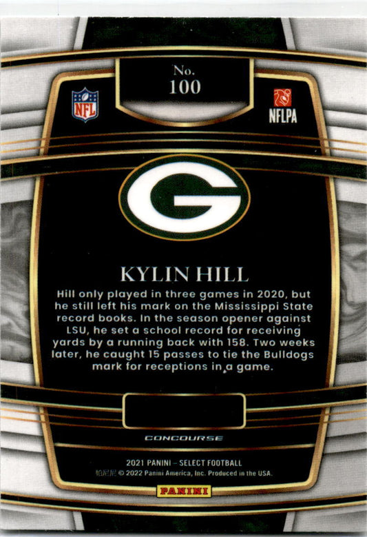 2021 Panini Select #100 Kylin Hill Rookie Green Bay Packers