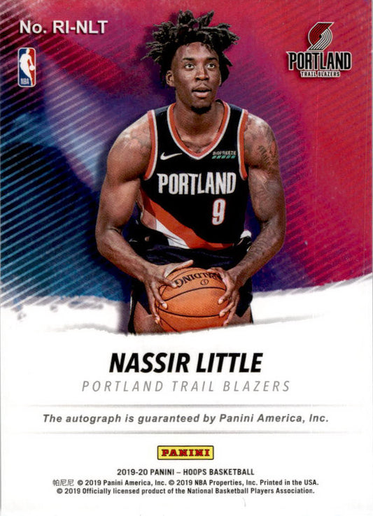2019-20 Hoops Rookie Ink #RI-NLT Nassir Little Auto Portland Trail Blazers