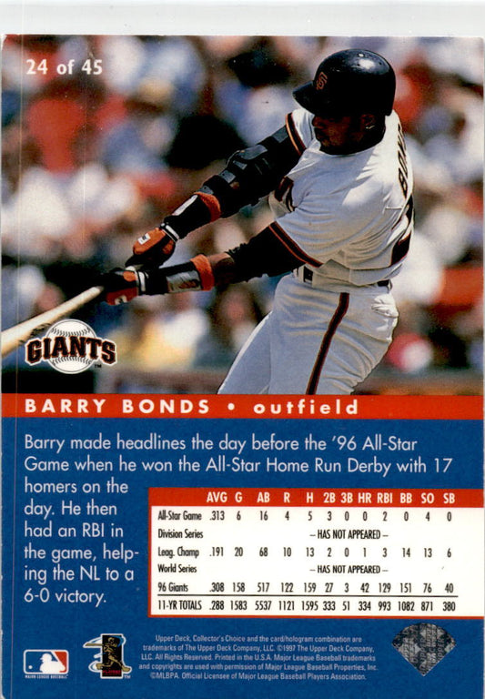 1997 Collector's Choice All-Star Connection #24 Barry Bonds SF Giants.