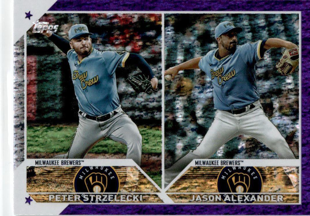 2023 Topps Update Purple Foil #US287 Strzelecki / Alexander Milwaukee Brewers