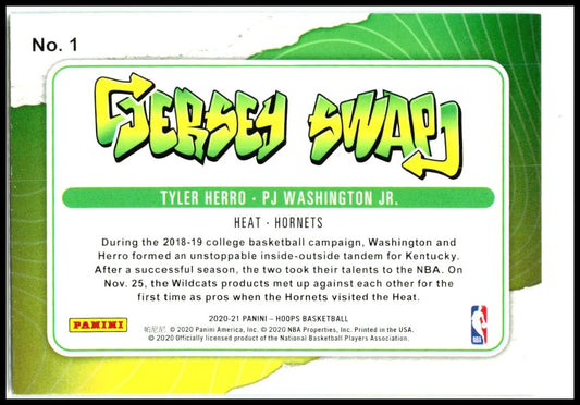 2020-21 Hoops Jersey Swap #1 Tyler Herro / PJ Washington Jr.
