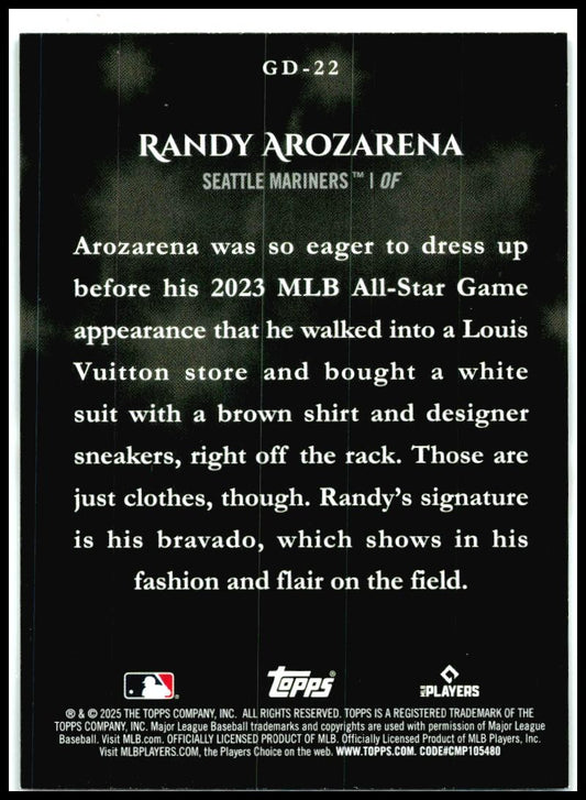 2025 Topps Gameday Drip #GD-22 Randy Arozarena Seattle Mariners