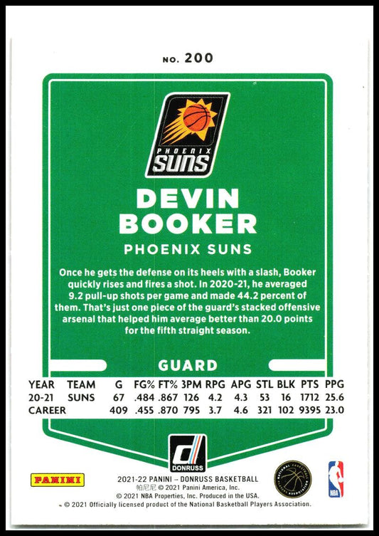 2021-22 Donruss Holo Orange Laser #200 Devin Booker Phoenix Suns