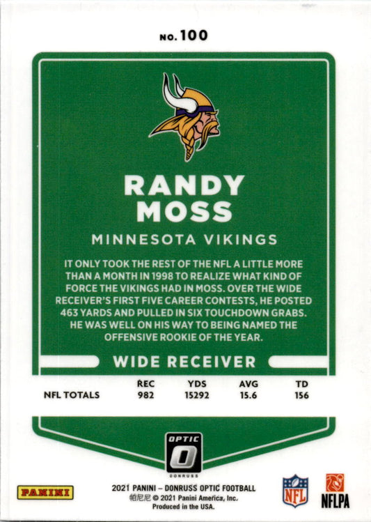 2021 Donruss Optic #100 Randy Moss Minnesota Vikings